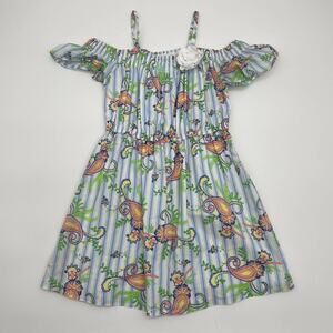 JANIE AND JACK Dress Girls Sz 10 Colorful Cold Off Shoulder Cotton Summer